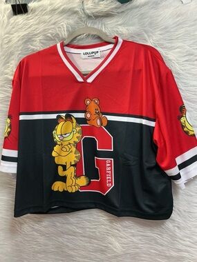Lollipop Garfield Red & Black Graphic Jersey Top